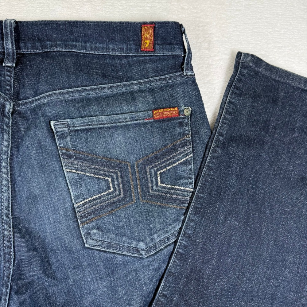 7 For All Mankind Standard Straight Leg Dark Wash Denim Jeans Mens 34 Button Fly